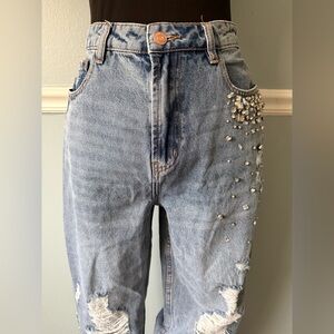 Splash Light Blue Embellished Jeans